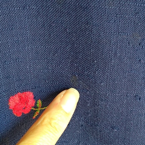 Kimono Roses Blue Red Embroidery Short Sleeve - Picture 6 of 8